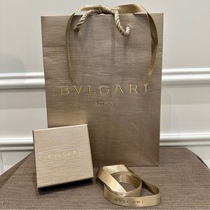 Authentic BVLGARI jewelry gift box with matching gift bag and 2 ribbons